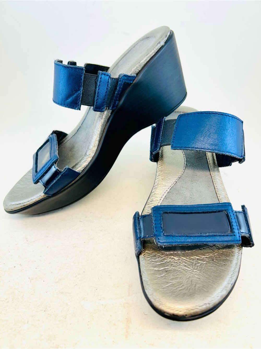 Naot Polar Sea Navy Patent Treasure Wedge Sandals, size 36 5 5.5